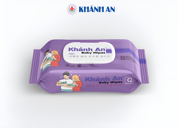 Khăn ướt cao cấp Khánh An tím 180gr