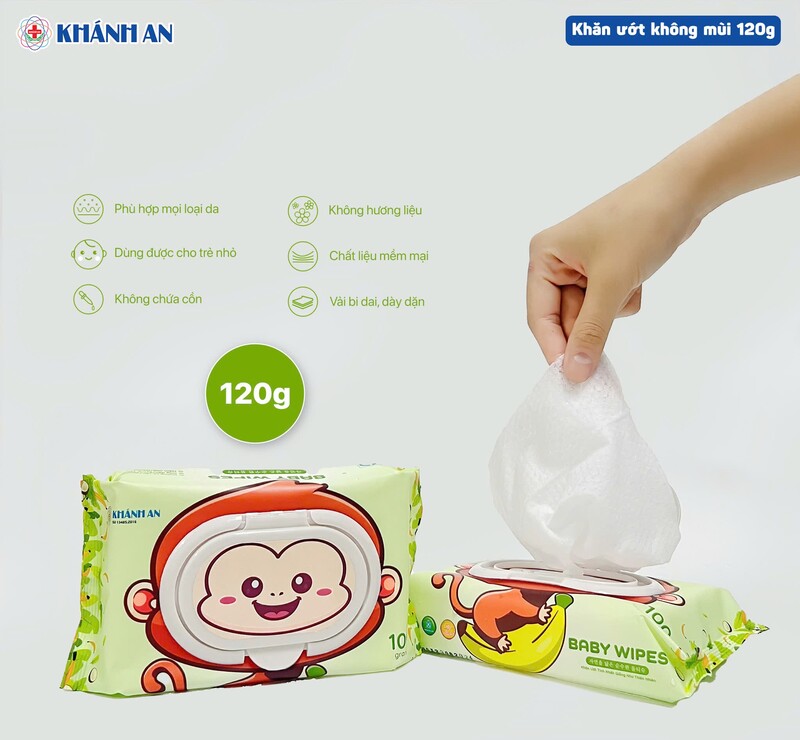 Khăn ướt không mùi Khánh An 120g con khỉ - Khẩu Trang Y Tế Khánh An - Công Ty Cổ Phần Thương Mại Thiết Bị Khánh An