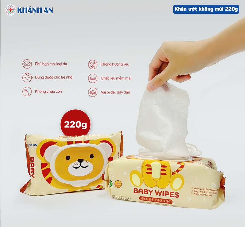 Khăn ướt không mùi Khánh An 220g con hổ - Khẩu Trang Y Tế Khánh An - Công Ty Cổ Phần Thương Mại Thiết Bị Khánh An