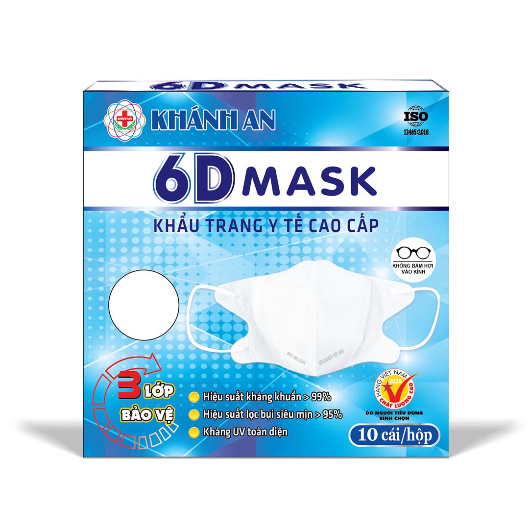 Khẩu trang 6D Mask Khánh An (loại hộp 10 cái) - Khẩu Trang Y Tế Khánh An - Công Ty Cổ Phần Thương Mại Thiết Bị Khánh An