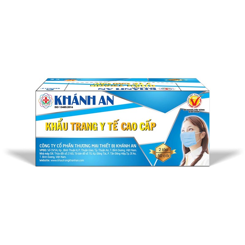 Khẩu trang y tế cao cấp 2 lớp Khánh An (50 cái) - Khẩu Trang Y Tế Khánh An - Công Ty Cổ Phần Thương Mại Thiết Bị Khánh An