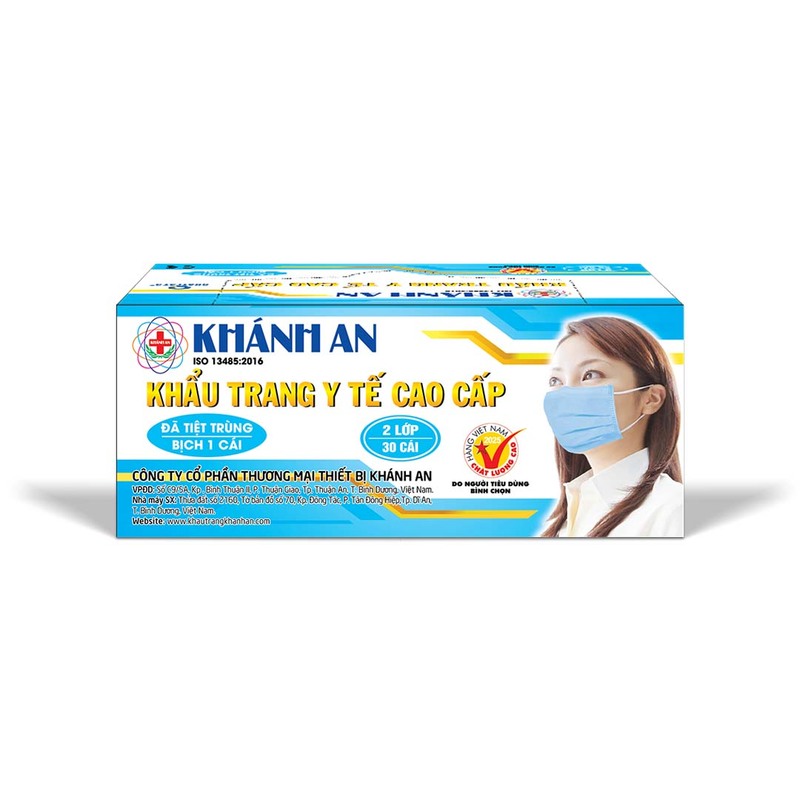 Khẩu trang y tế 2 lớp Khánh An (bịch 1 cái) - Khẩu Trang Y Tế Khánh An - Công Ty Cổ Phần Thương Mại Thiết Bị Khánh An