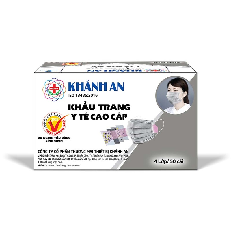 Khẩu trang y tế 4 lớp cao cấp Khánh An (xám) - Khẩu Trang Y Tế Khánh An - Công Ty Cổ Phần Thương Mại Thiết Bị Khánh An