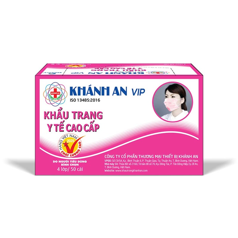 Khẩu trang y tế 4 lớp VIP Khánh An (hồng) - Khẩu Trang Y Tế Khánh An - Công Ty Cổ Phần Thương Mại Thiết Bị Khánh An