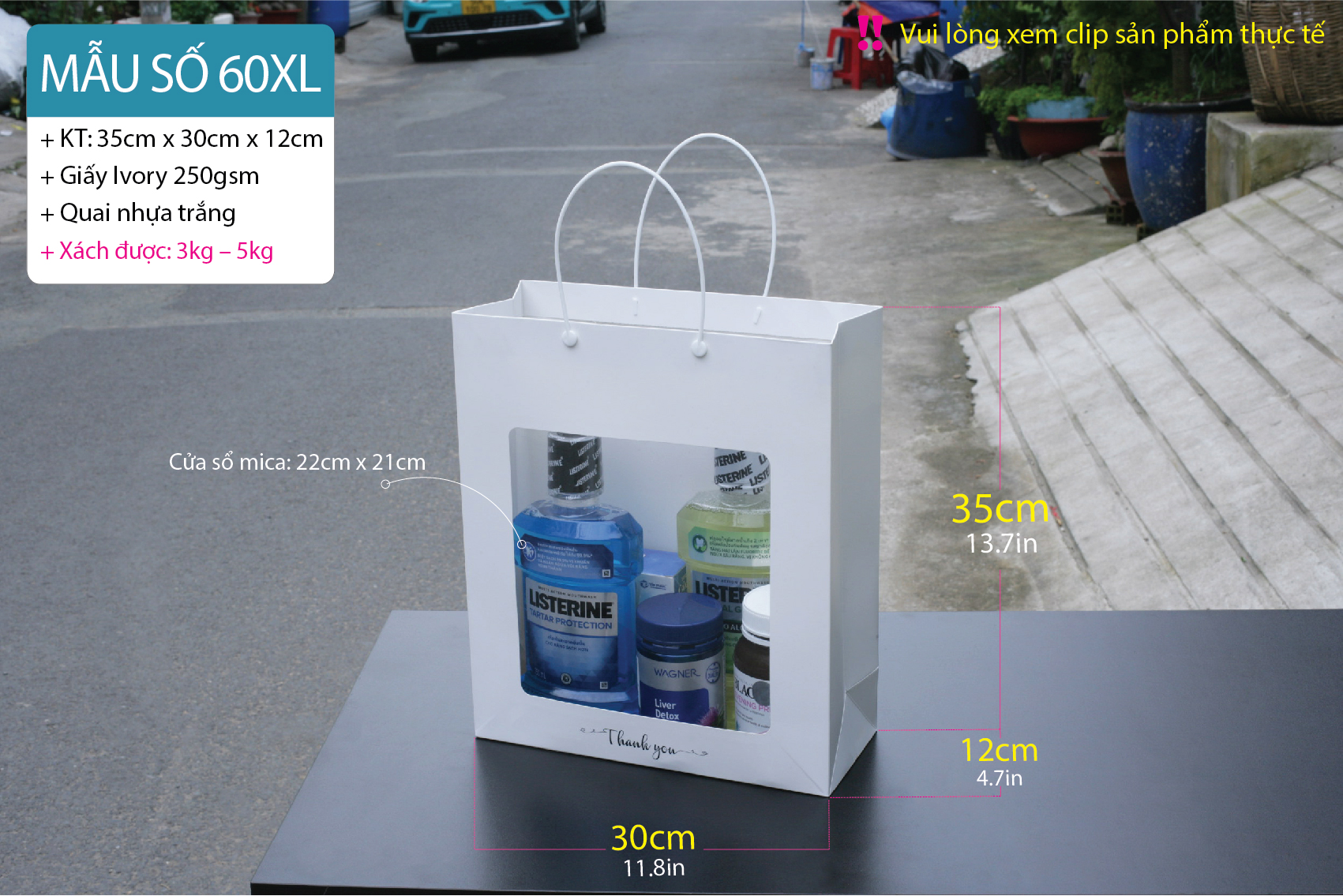 Mẫu 60XL: Túi Mica size XL
