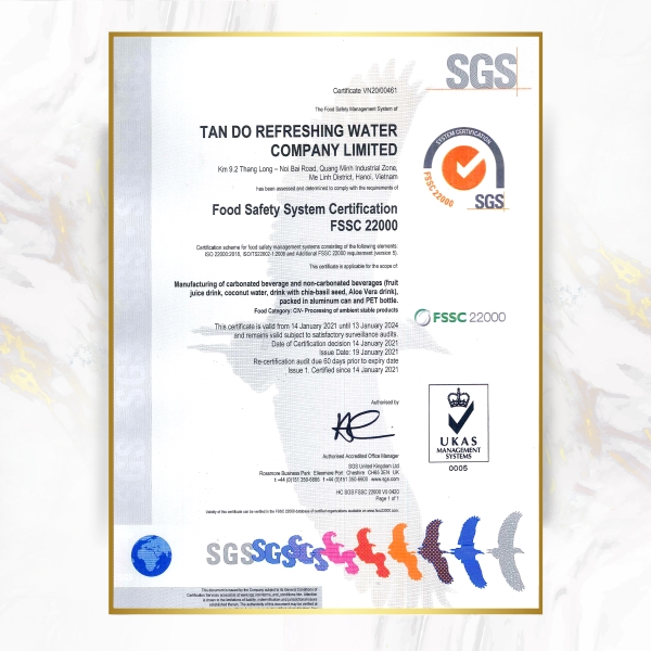 FSSC 22000 - Nước Giải Khát Tân Đô - Công Ty TNHH Nước Giải Khát Tân Đô