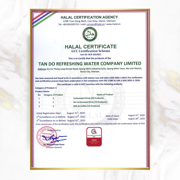 HALAL - GCC - Nước Giải Khát Tân Đô - Công Ty TNHH Nước Giải Khát Tân Đô