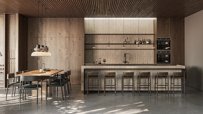 Thiết kế thi công nội thất phòng bếp biệt thự