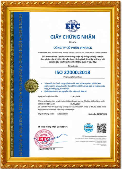 Chứng nhận ISO 22000:2018