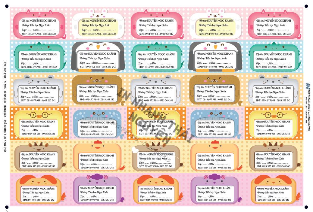 In nhãn dán học sinh