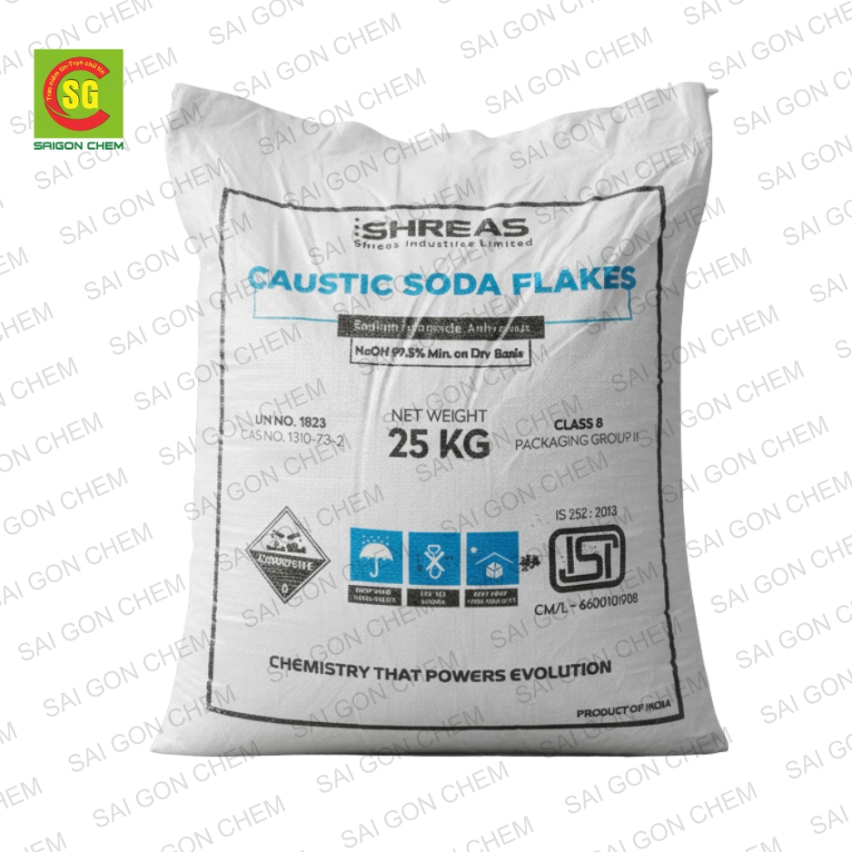 austic Soda Flakes (Xút vảy) - Hóa Chất Sài Gòn Chem - Công Ty TNHH Xuất Nhập Khẩu Sài Gòn Chem