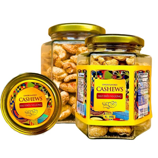 Điều vị gừng khối lượng tịnh 250g - Hủ thủy tinh lục giác 500ml - Hạt Dinh Dưỡng T&A Food - Công Ty TNHH T&A Food