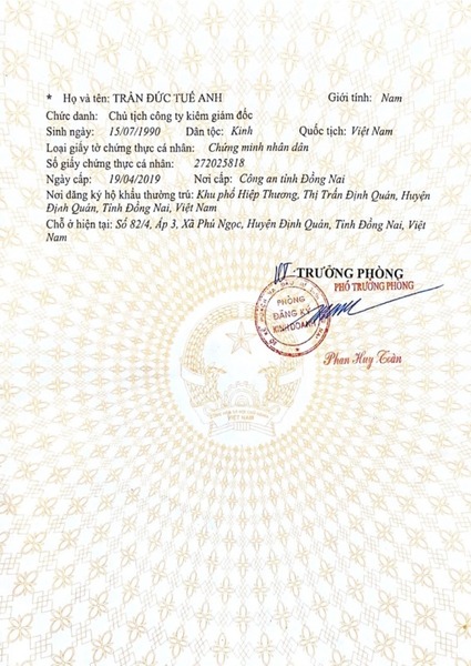 Giấy công bố hợp quy sản phẩm - Hạt Dinh Dưỡng T&A Food - Công Ty TNHH T&A Food