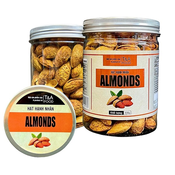 Hạnh nhân bơ Mỹ (còn vỏ) hộp nắp nhôm 300gr - Hạt Dinh Dưỡng T&A Food - Công Ty TNHH T&A Food