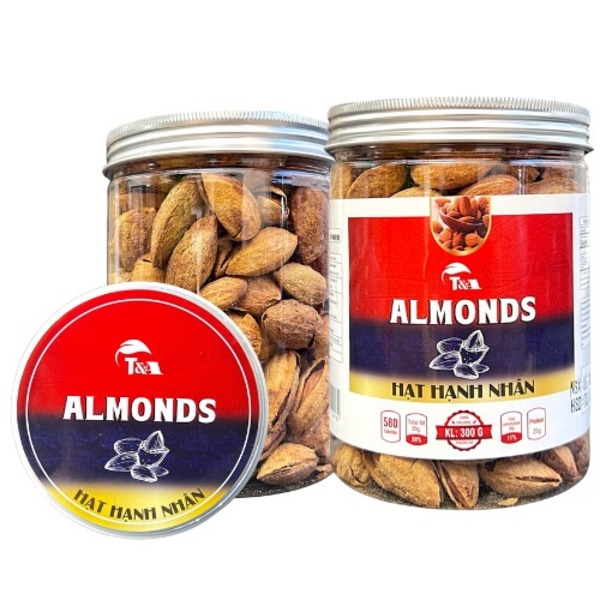 Hạnh nhân bơ Mỹ (có vỏ) hộp nắp nhôm 300gr - Hạt Dinh Dưỡng T&A Food - Công Ty TNHH T&A Food