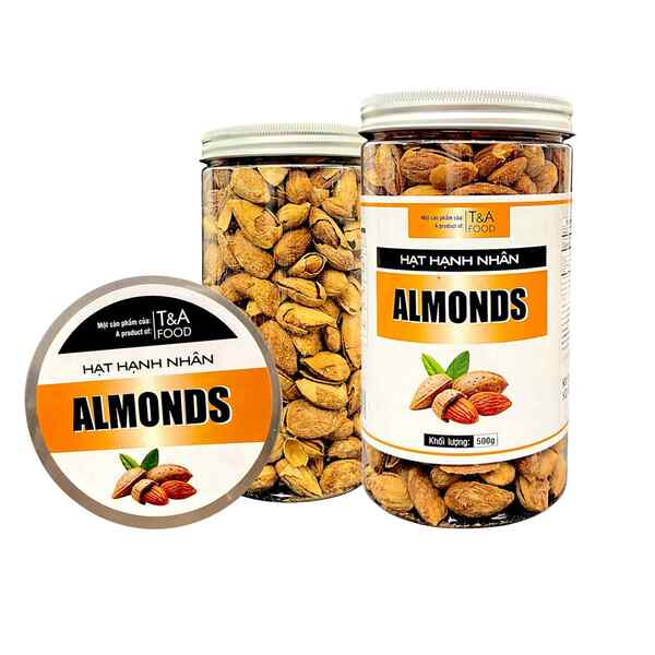 Hạnh nhân bơ Mỹ (còn vỏ) hộp nắp nhôm 500gr - Hạt Dinh Dưỡng T&A Food - Công Ty TNHH T&A Food