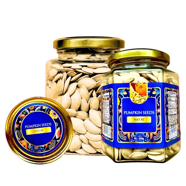 Hạt bí vỏ khối lượng tịnh 250g - Hủ thủy tinh lục giác 500ml - Hạt Dinh Dưỡng T&A Food - Công Ty TNHH T&A Food