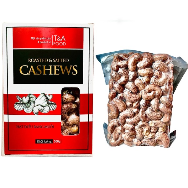 Hạt điều lụa cồ (còn vỏ) 390 hạt/kg - Hút chân không 500gr - Hạt Dinh Dưỡng T&A Food - Công Ty TNHH T&A Food