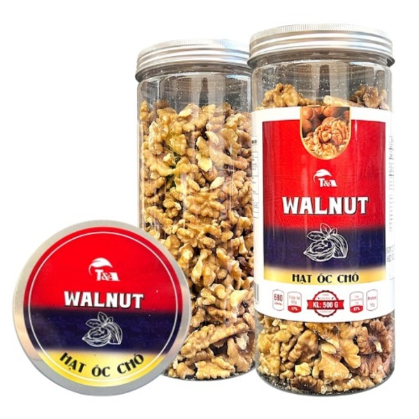 Hạt óc chó Mỹ (không vỏ) hộp nắp nhôm 500g - Hạt Dinh Dưỡng T&A Food - Công Ty TNHH T&A Food