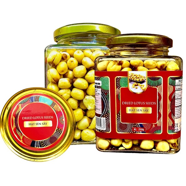 Hạt sen sấy khối lượng tịnh 250g - Hủ thủy tinh vuông 500ml - Hạt Dinh Dưỡng T&A Food - Công Ty TNHH T&A Food