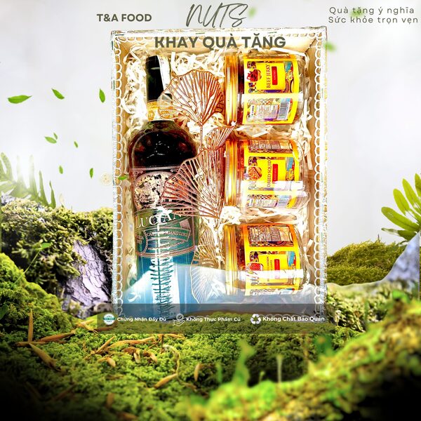 Khay quà Thịnh vượng 3 sản phẩm kèm nước - Hạt Dinh Dưỡng T&A Food - Công Ty TNHH T&A Food
