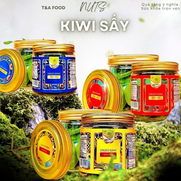 Kiwi sấy - Hộp nắp nhôm 250g tem xanh đỏ vàng - Hạt Dinh Dưỡng T&A Food - Công Ty TNHH T&A Food