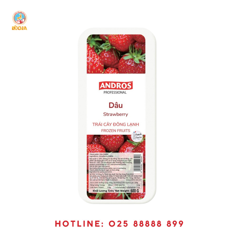 Andros IQF dâu - Nguyên Liệu Pha Chế Lê Gia - Công Ty Cổ Phần Kinh Doanh Thương Mại Xuất Nhập Khẩu Lê Gia