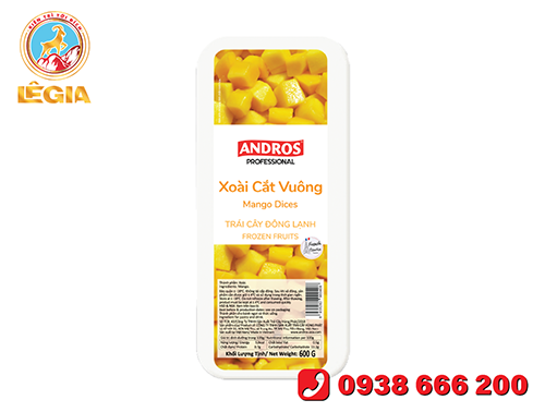 Andros Professional xoài cắt vuông đông lạnh hộp 600g