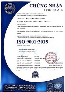 Chứng nhận ISO 9001:2015 - Gạch Không Nung Ecocen Hồng Lĩnh - Công Ty CP Ecocen Hồng Lĩnh