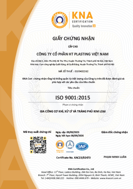 Chứng chỉ ISO 9001:2015 Tiếng Việt