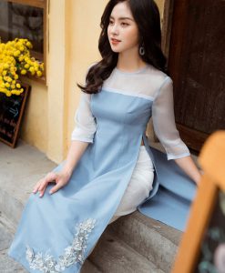 Áo dài ngọc lan xanh