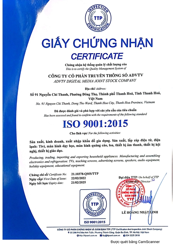 Chứng nhận ISO 9001:2015