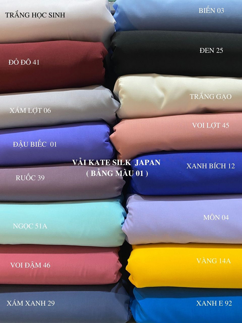 Bảng màu vải Kate Silk - Vải Mộc Sài Gòn - Công Ty TNHH Vải Mộc Sài Gòn