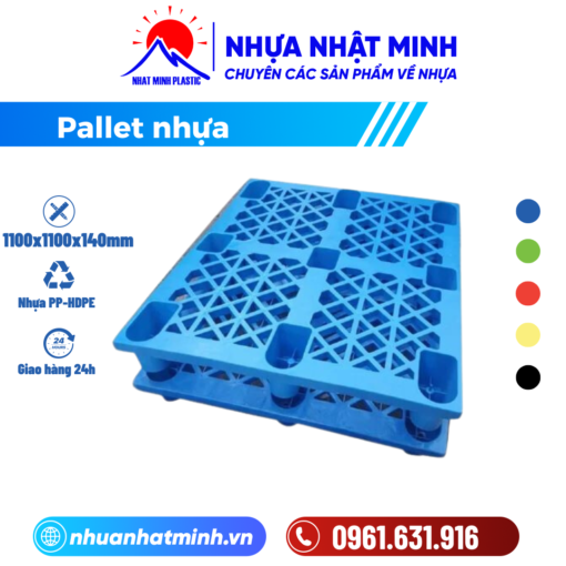 Pallet nhựa cũ chân cốc 1100x1100x140mm - Nhựa Nhật Minh - Công Ty TNHH Nhựa Nhật Minh