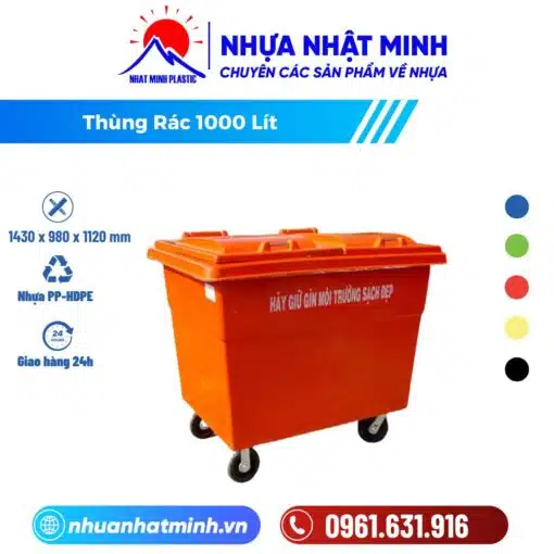 Thùng rác 1000L - Nhựa Nhật Minh - Công Ty TNHH Nhựa Nhật Minh