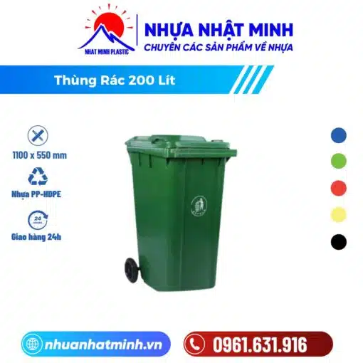 Thùng rác 200L - Nhựa Nhật Minh - Công Ty TNHH Nhựa Nhật Minh