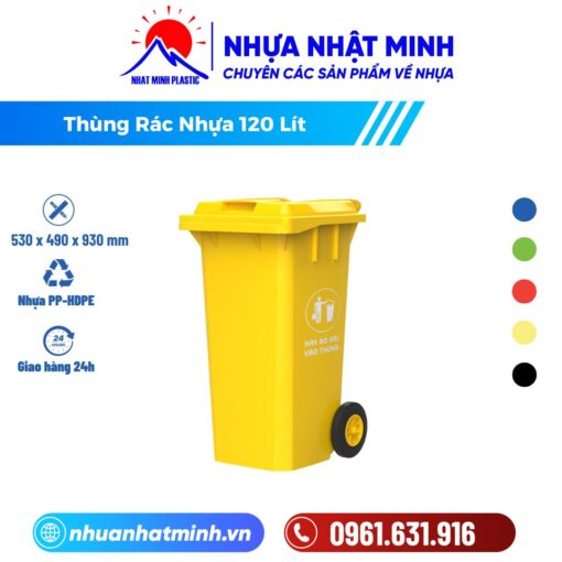 Thùng rác nhựa 120L - Nhựa Nhật Minh - Công Ty TNHH Nhựa Nhật Minh