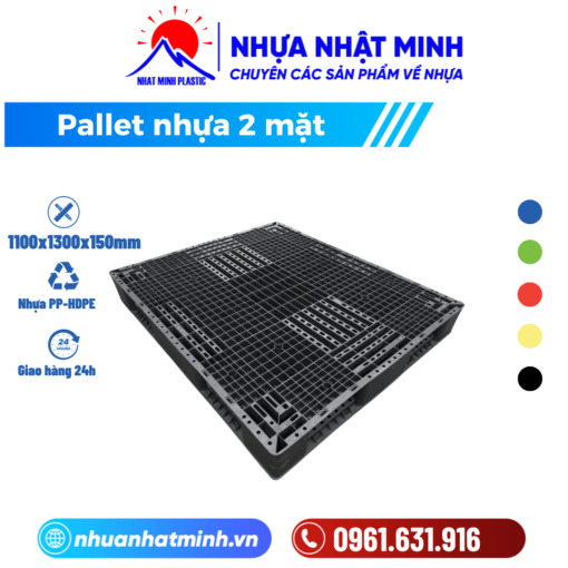 Pallet nhựa 1100x1300x150mm 2 mặt - Nhựa Nhật Minh - Công Ty TNHH Nhựa Nhật Minh