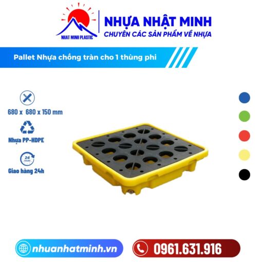 Pallet nhựa chống tràn cho 1 thùng phi - Nhựa Nhật Minh - Công Ty TNHH Nhựa Nhật Minh