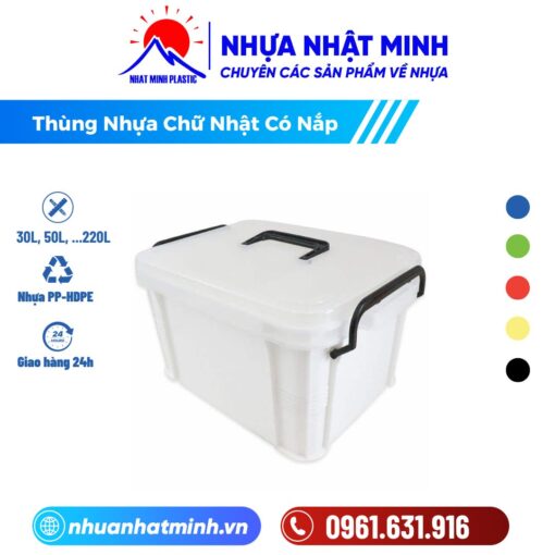 Thùng nhựa chữ nhật có nắp - Nhựa Nhật Minh - Công Ty TNHH Nhựa Nhật Minh