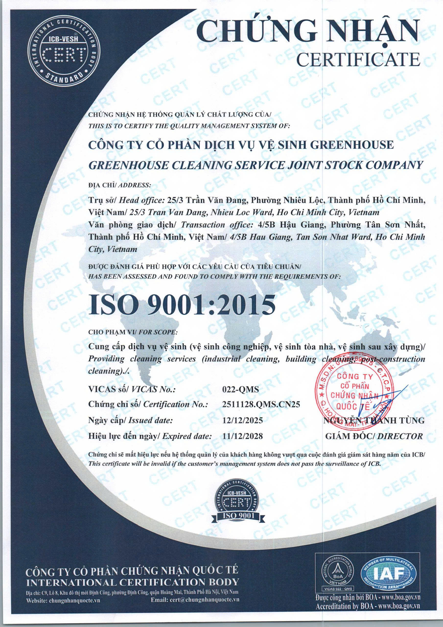 Chứng nhận ISO 9001:2015