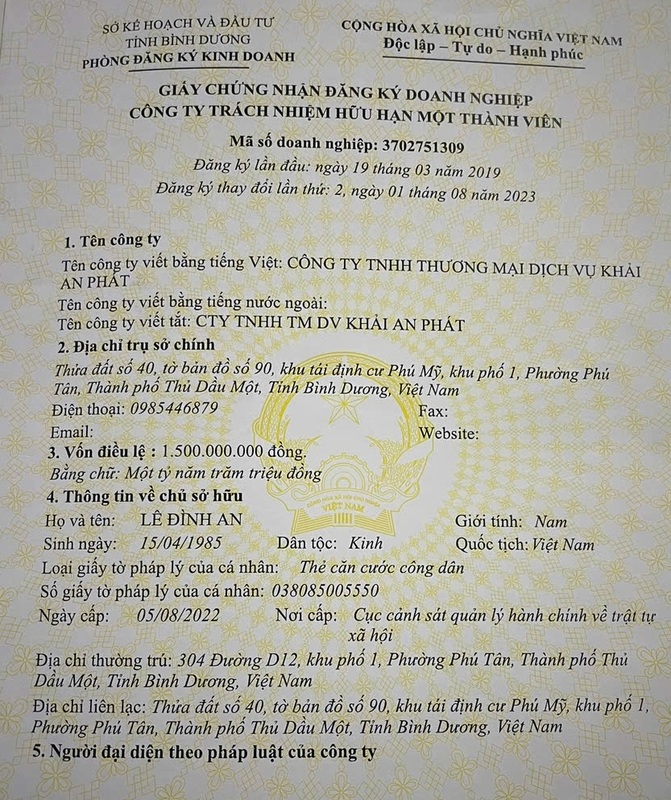 Chứng nhận đăng ký doanh nghiệp