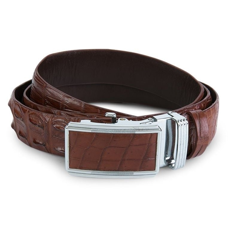 Thắt lưng da cá sấu màu nâu đỏ TL-CS02