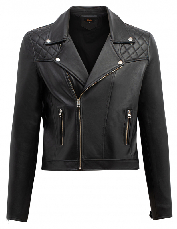 Áo da Biker nữ trần bông vải đen - FTT Leather - Công Ty Cổ Phần KJ Việt Nam