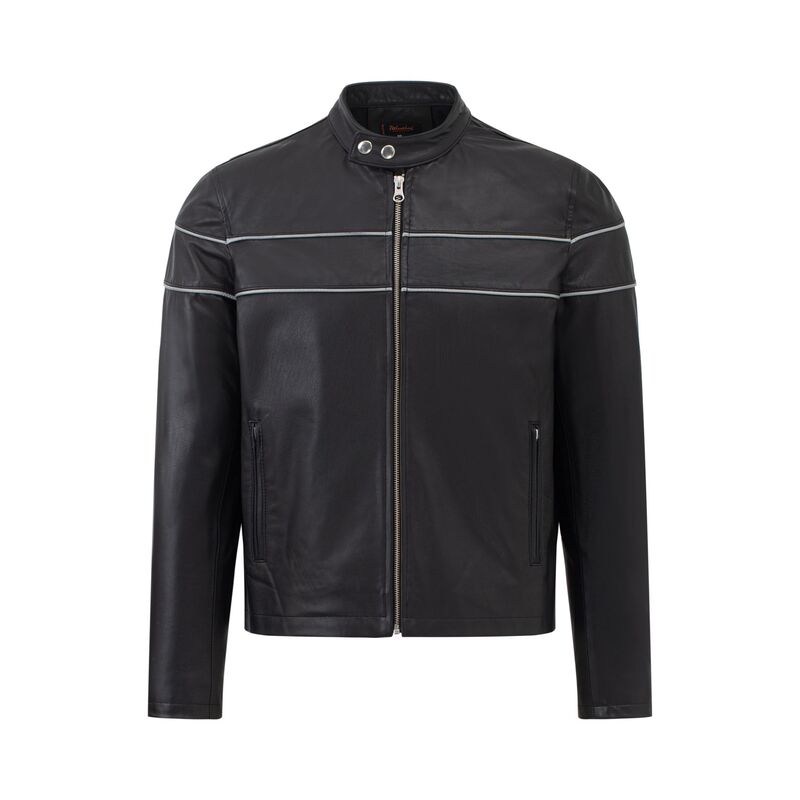 Áo da nam dê Racer phối gân trắng tay khóa dáng suông - FTT Leather - Công Ty Cổ Phần KJ Việt Nam