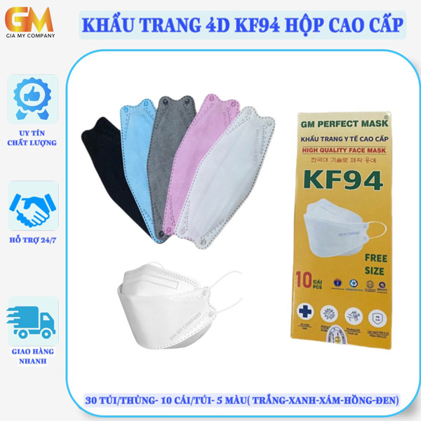 Hộp khẩu trang 4D KF94 cao cấp - Khẩu Trang Y Tế Gia Mỹ - Công Ty TNHH Sản Xuất Thương Mại Dịch Vụ Xuất Nhập Khẩu Gia Mỹ