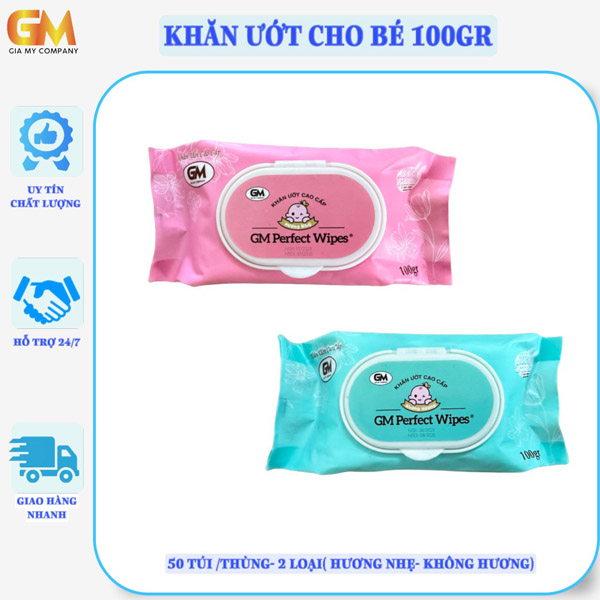 Khăn ướt cho bé 100gr - Khẩu Trang Y Tế Gia Mỹ - Công Ty TNHH Sản Xuất Thương Mại Dịch Vụ Xuất Nhập Khẩu Gia Mỹ