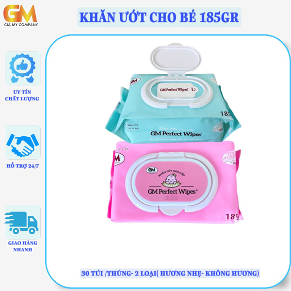 Khăn ướt cho bé 185gr - Khẩu Trang Y Tế Gia Mỹ - Công Ty TNHH Sản Xuất Thương Mại Dịch Vụ Xuất Nhập Khẩu Gia Mỹ