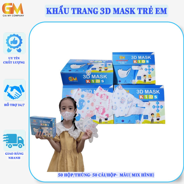 Khẩu trang 3D trẻ em - Khẩu Trang Y Tế Gia Mỹ - Công Ty TNHH Sản Xuất Thương Mại Dịch Vụ Xuất Nhập Khẩu Gia Mỹ