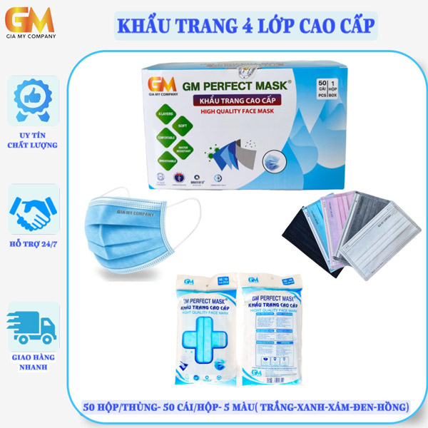 Khẩu trang 4 lớp cao cấp - Khẩu Trang Y Tế Gia Mỹ - Công Ty TNHH Sản Xuất Thương Mại Dịch Vụ Xuất Nhập Khẩu Gia Mỹ